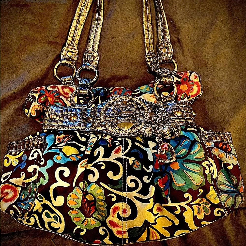 Kathy Van Zeeland paisley corsette shoulder satchel